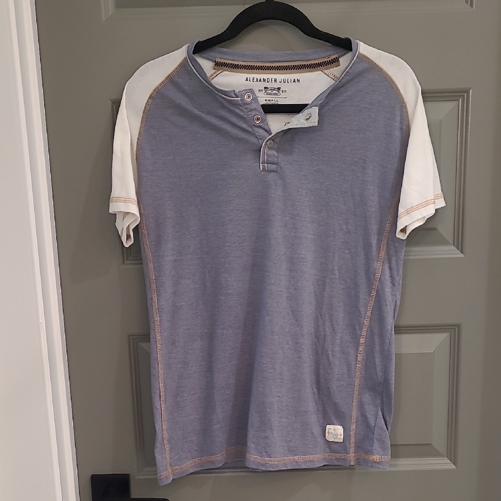 Alexander Julian Men's Gray and White Short Sleeve Tee